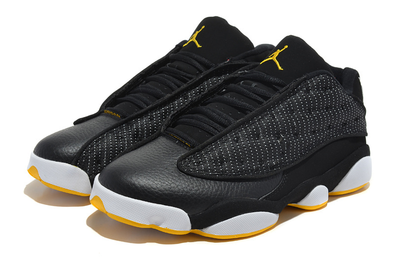 Air Jordan 13 Low Black White yellow Shoes - Click Image to Close