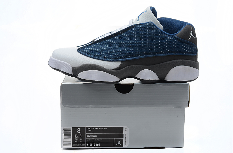 Air Jordan 13 Low Blue White Grey Shoes - Click Image to Close