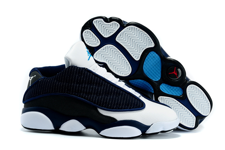 2015 Air Jordan 13 Low Cut White Blue Shoes
