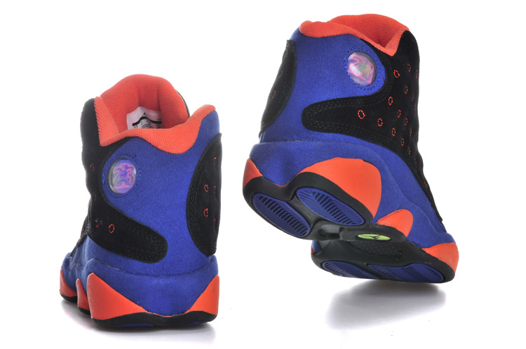 Air Jordan 13 Suede Black Blue Orange Shoes - Click Image to Close