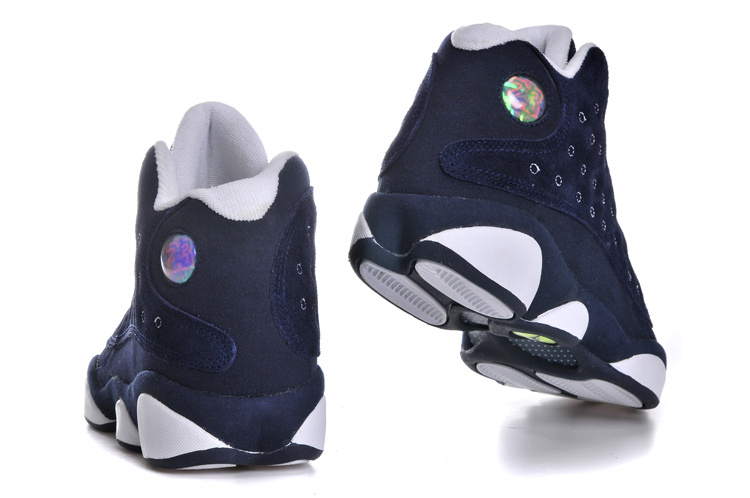 Air Jordan 13 Suede Dark Blue White Shoes - Click Image to Close