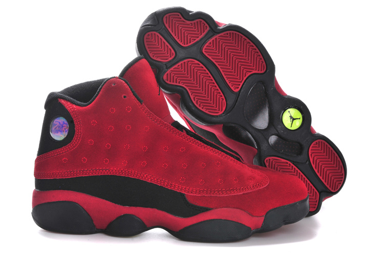 Air Jordan 13 Suede Dark Red Black Shoes - Click Image to Close