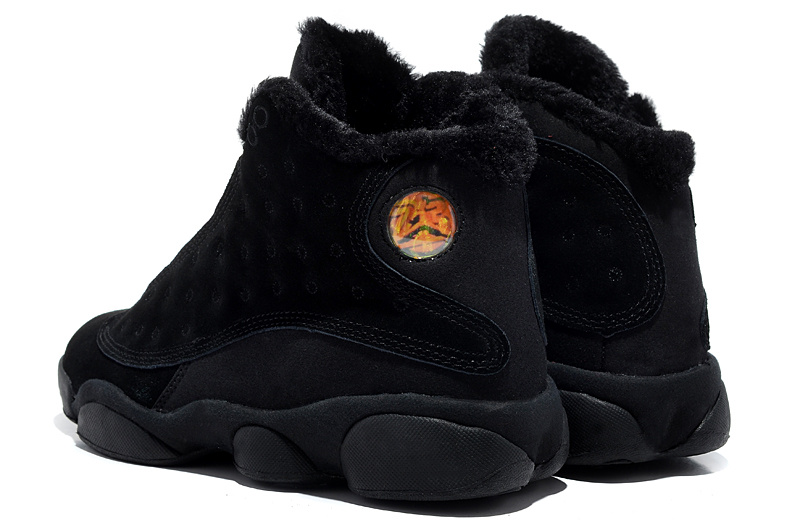 2013 Comfortable Air Jordan 13 Wool All Black Shoes