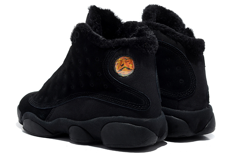 2013 Comfortable Air Jordan 13 Wool All Black Shoes - Click Image to Close