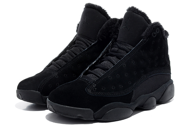 2013 Comfortable Air Jordan 13 Wool All Black Shoes - Click Image to Close
