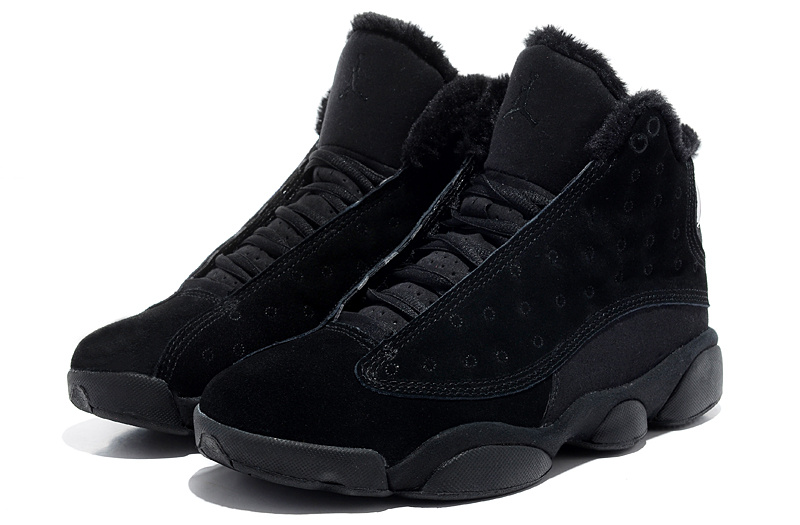 Air Jordan 13 Wool All Black - Click Image to Close