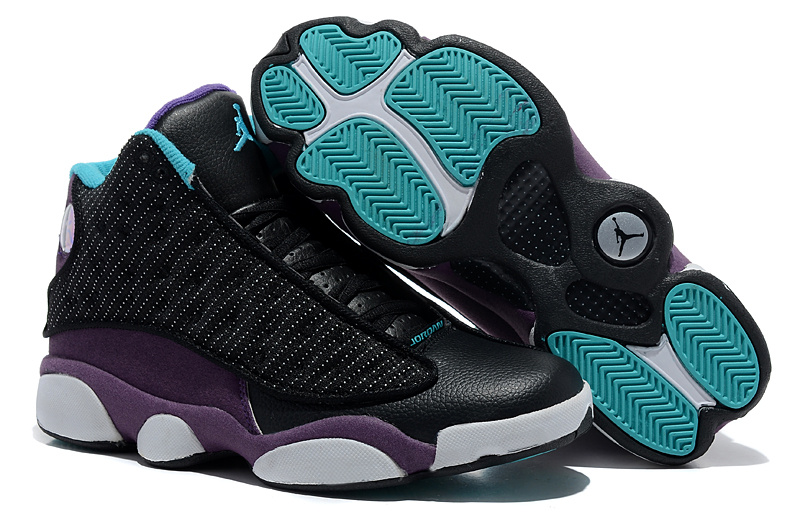 2013 Comfortable Air Jordan 13 Wool Black Purple White Shoes