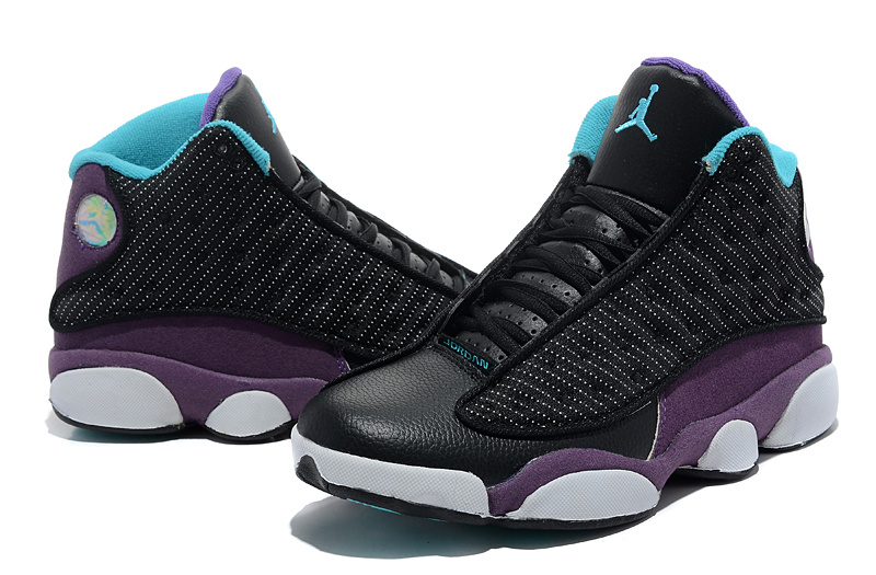 2013 Comfortable Air Jordan 13 Wool Black Purple White Shoes