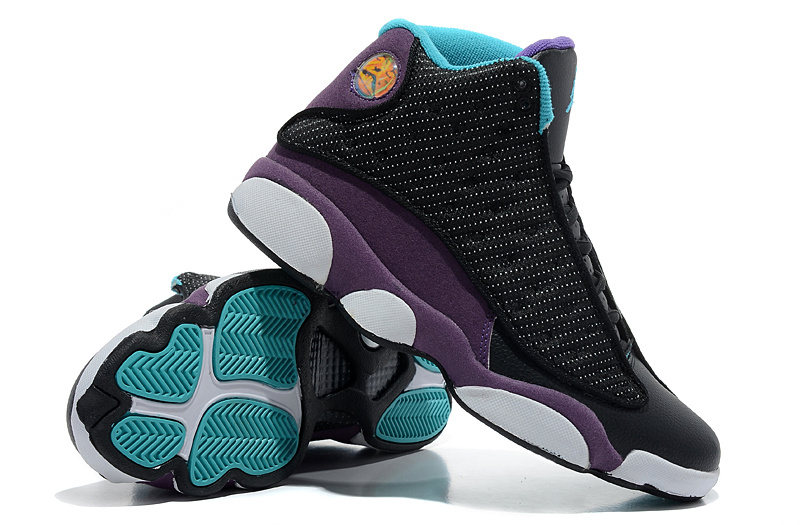 2013 Comfortable Air Jordan 13 Wool Black Purple White Shoes - Click Image to Close