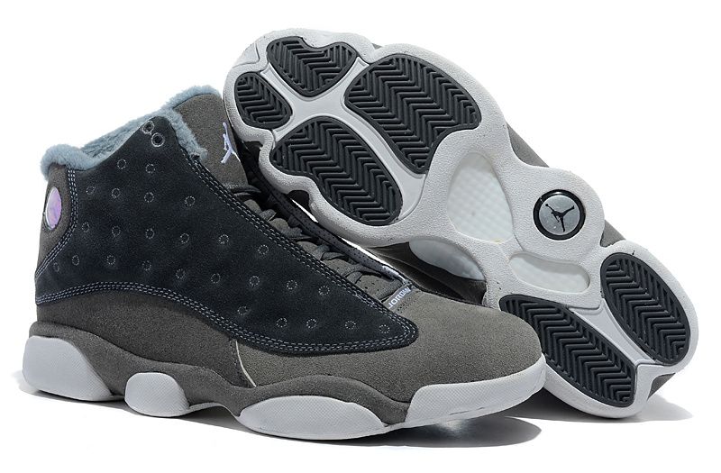 2013 Comfortable Air Jordan 13 Wool Grey White Shoes - Click Image to Close