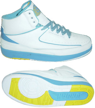 Cheap And Comfortable Air Jordan 2 White Light Blue Yellow Chrome - Click Image to Close