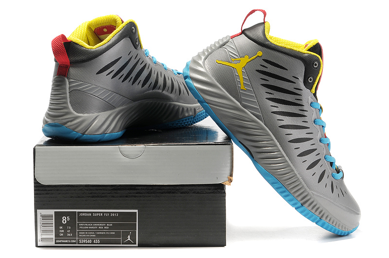 2012 Olympic Jordan Shoes Grey Yellow Blue - Click Image to Close