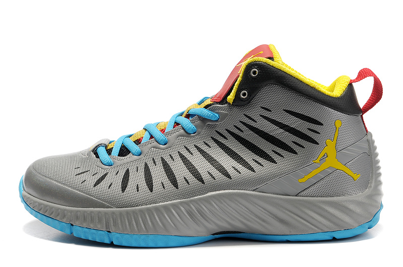 2012 Olympic Jordan Shoes Grey Yellow Blue - Click Image to Close