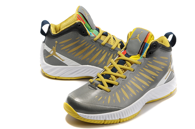 2012 Olympic Jordan Shoes Grey Yellow White - Click Image to Close