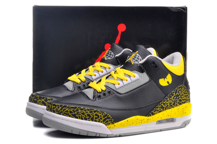 Air Jordan 3 Retro Black Yellow Grey Shoes