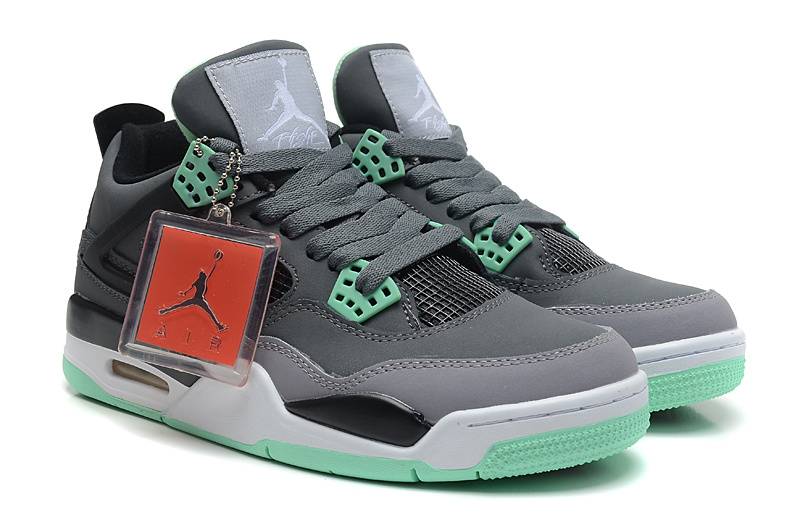 Air Jordan 4 Retro Dark Grey Green Glow Cement Grey Black