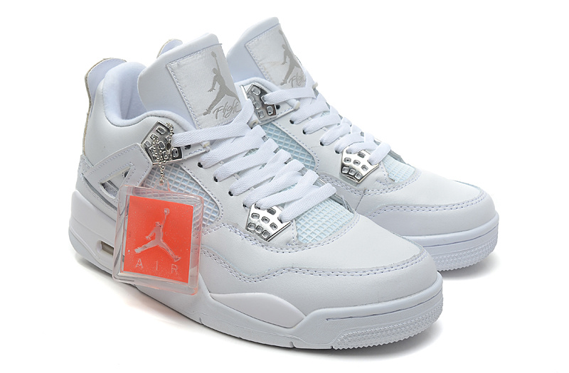 Air Jordan 4 Retro Silver 25th Anniversary White Metallic Silver - Click Image to Close