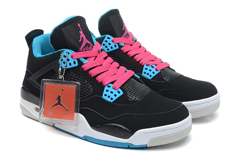 Air Jordan 4 Retro South Beach Black Dynamic Blue White Vivid Pink - Click Image to Close