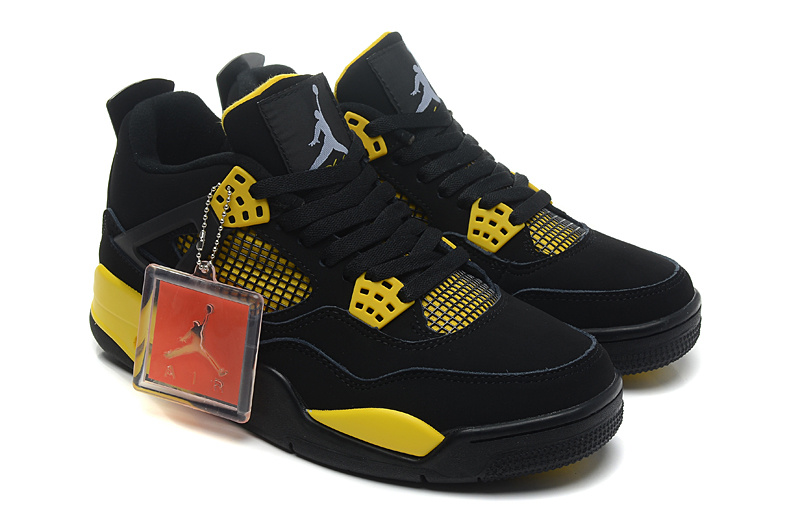 Air Jordan 4 Retro Thunder Black White Tour Yellow - Click Image to Close