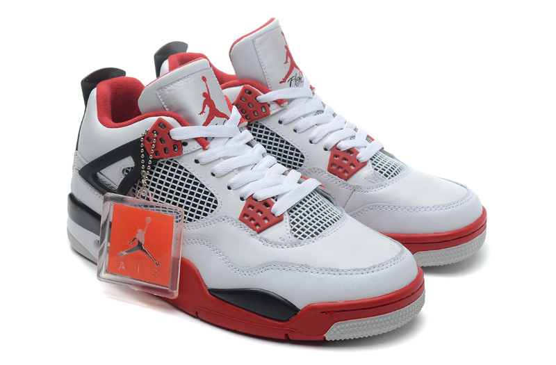 Air Jordan 4 Retro White Fire Red Black Cheap