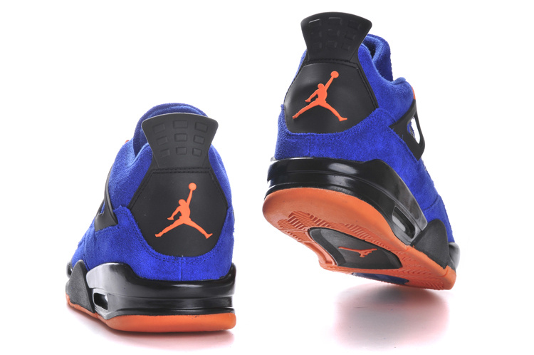 Air Jordan 4 Suede Blue Black Orange Shoes - Click Image to Close