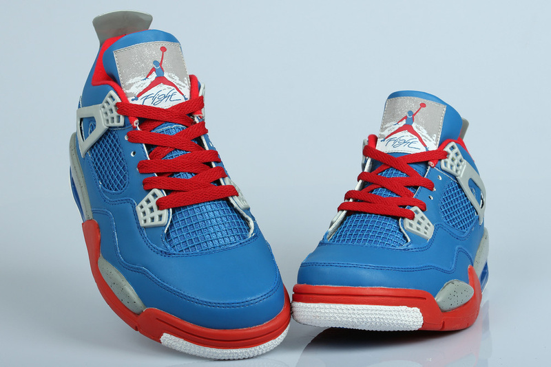Air Jordan 4 Superman Edition Blue Red Grey White Shoes - Click Image to Close