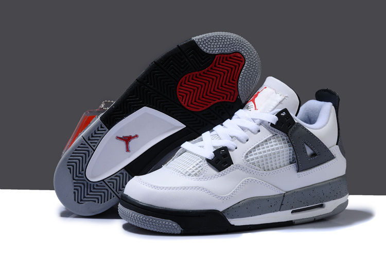 New Arrival Air Jordan 4 White Black Grey For Women - Click Image to Close