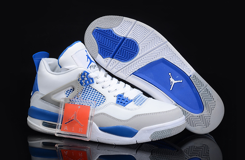 Authentic Jordan 4 White Blue For Women - Click Image to Close