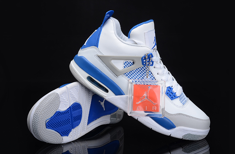 Authentic Jordan 4 White Blue For Women - Click Image to Close