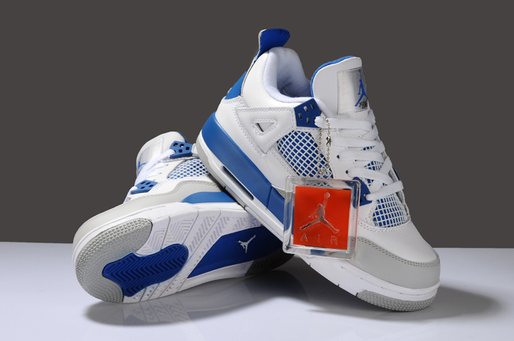 New Arrival Air Jordan 4 White Blue Grey For Women