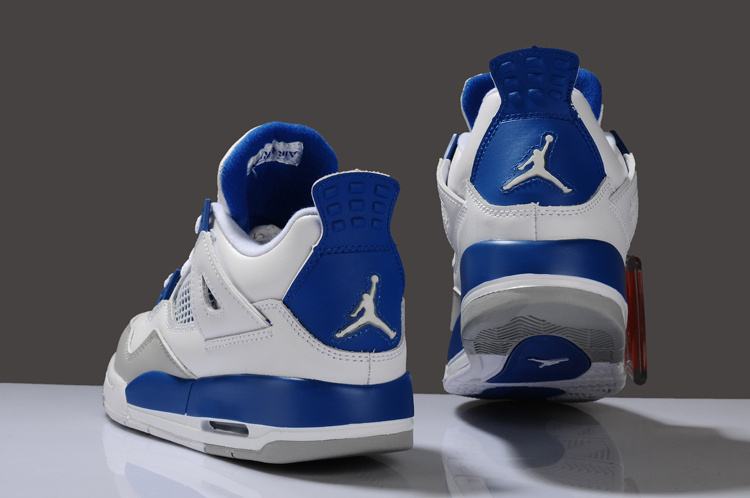 New Arrival Air Jordan 4 White Blue Grey For Women - Click Image to Close