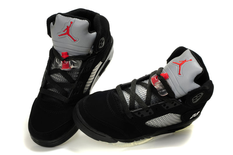 Authentic Jordan Retro 5 Black Grey Shoes - Click Image to Close