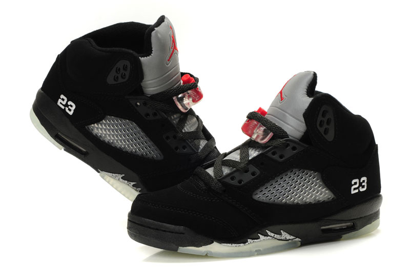 Authentic Jordan Retro 5 Black Grey Shoes - Click Image to Close