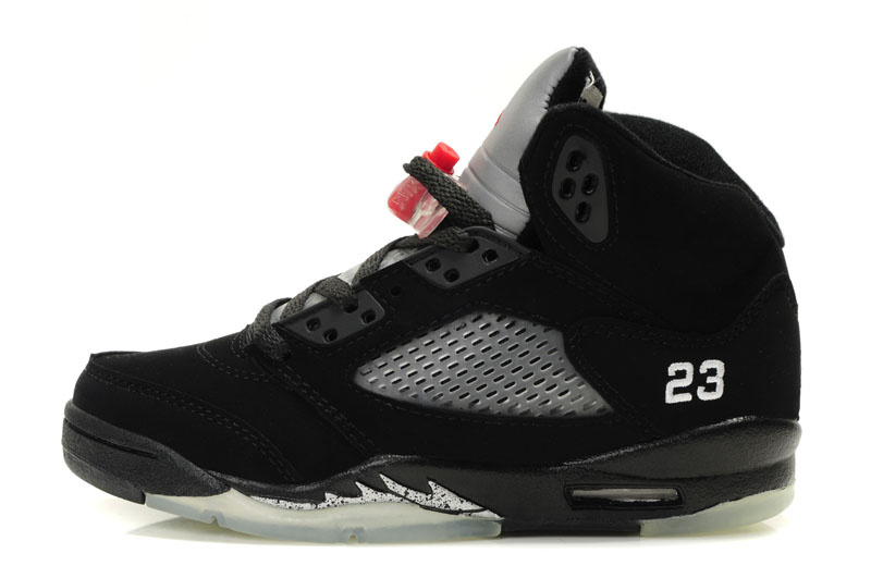 Authentic Jordan Retro 5 Black Grey Shoes - Click Image to Close