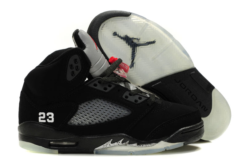 Authentic Jordan Retro 5 Black Grey Shoes - Click Image to Close