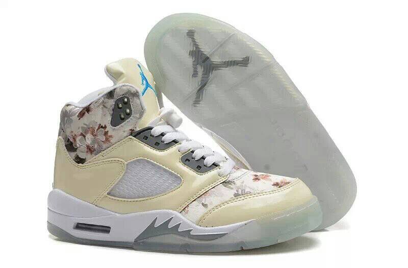 Air Jordan 5 GS Beige Cherry Blossom Girls - Click Image to Close