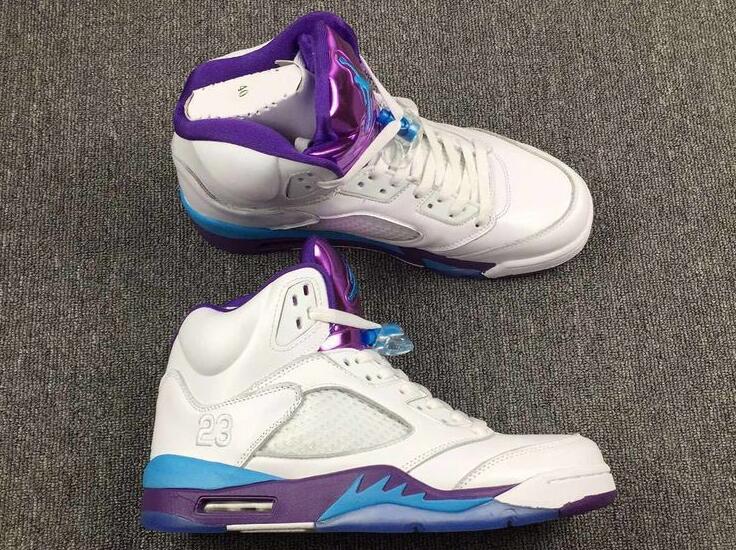 Air Jordan 5 Hornets White Blue Purple