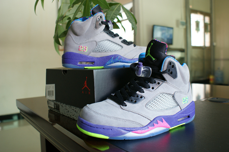 Air Jordan 5 Mandarin Duck Edition Grey Purple Pink Green Shoes - Click Image to Close