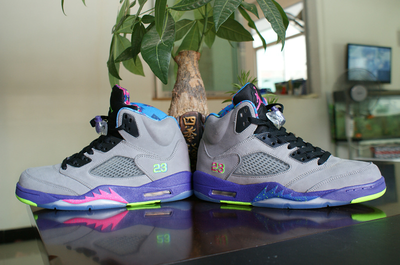 Air Jordan 5 Mandarin Duck Edition Grey Purple Pink Green Shoes - Click Image to Close