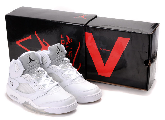 Authentic Jordan 5 Hardback Box All White - Click Image to Close