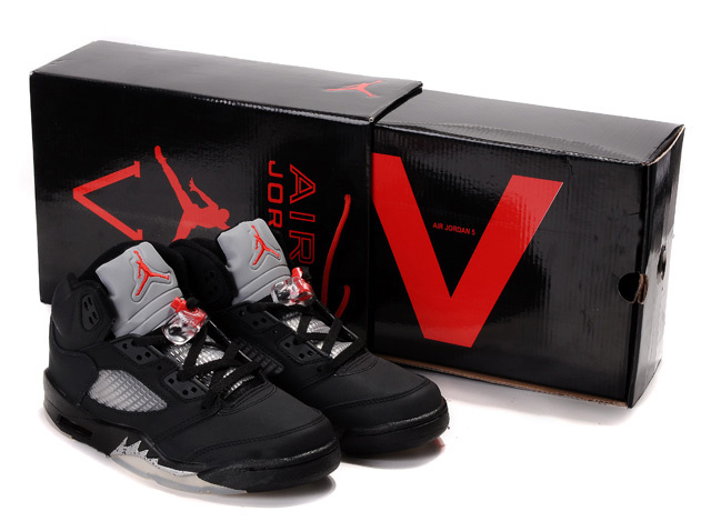 Authentic Jordan 5 Hardback Box Black White Red - Click Image to Close