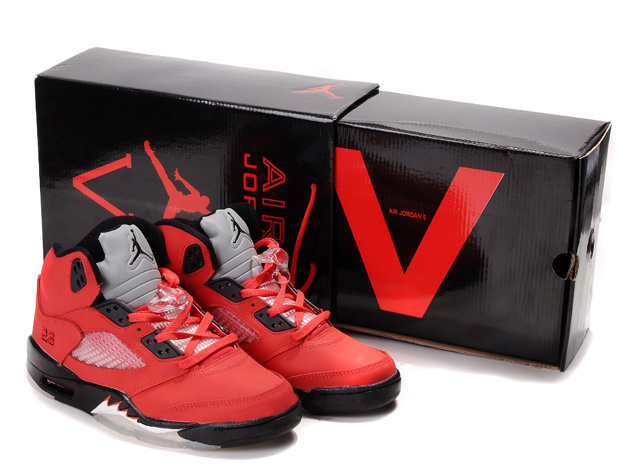 Authentic Jordan 5 Hardback Box Red Black White - Click Image to Close