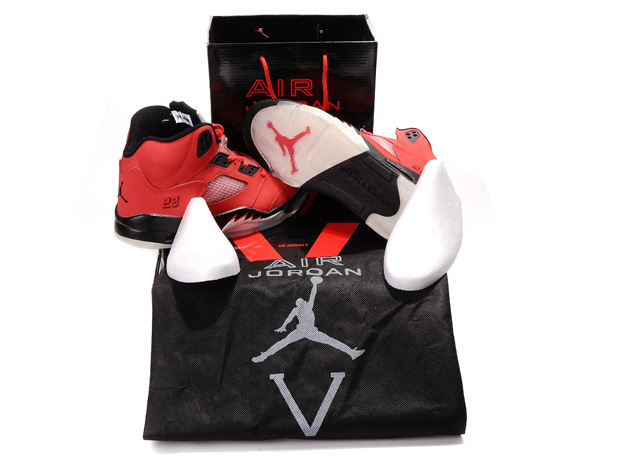 Authentic Jordan 5 Hardback Box Red Black White - Click Image to Close