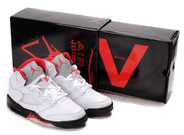 Authentic Jordan 5 Hardback Box White Black Red - Click Image to Close