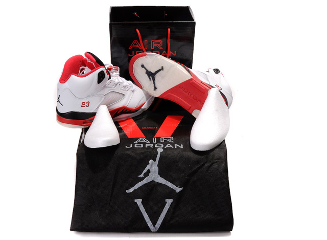 Authentic Jordan 5 Hardback Box White Black Red