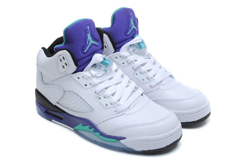 Air Jordan 5 Retro White New Emerald Grape Ice Blue