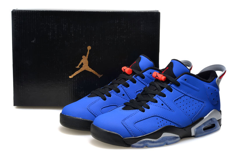 2015 Real Air Jordan 6 Low Cut Blue Black Shoes For Women