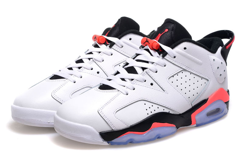 2015 Real Air Jordan 6 Low Cut White Black Pink Shoes For Women - Click Image to Close