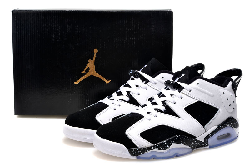 2015 Real Air Jordan 6 Low Cut White Black Shoes For Women - Click Image to Close