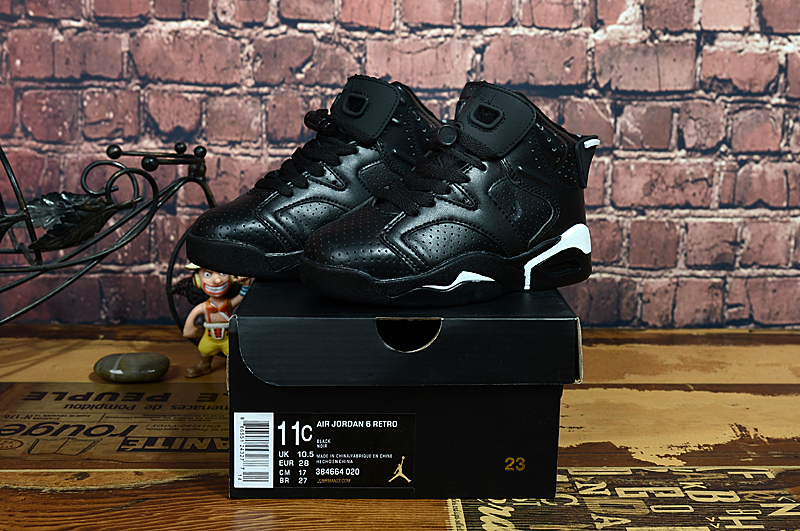 Air Jordan 6 Retro All Black Shoes For Kids - Click Image to Close